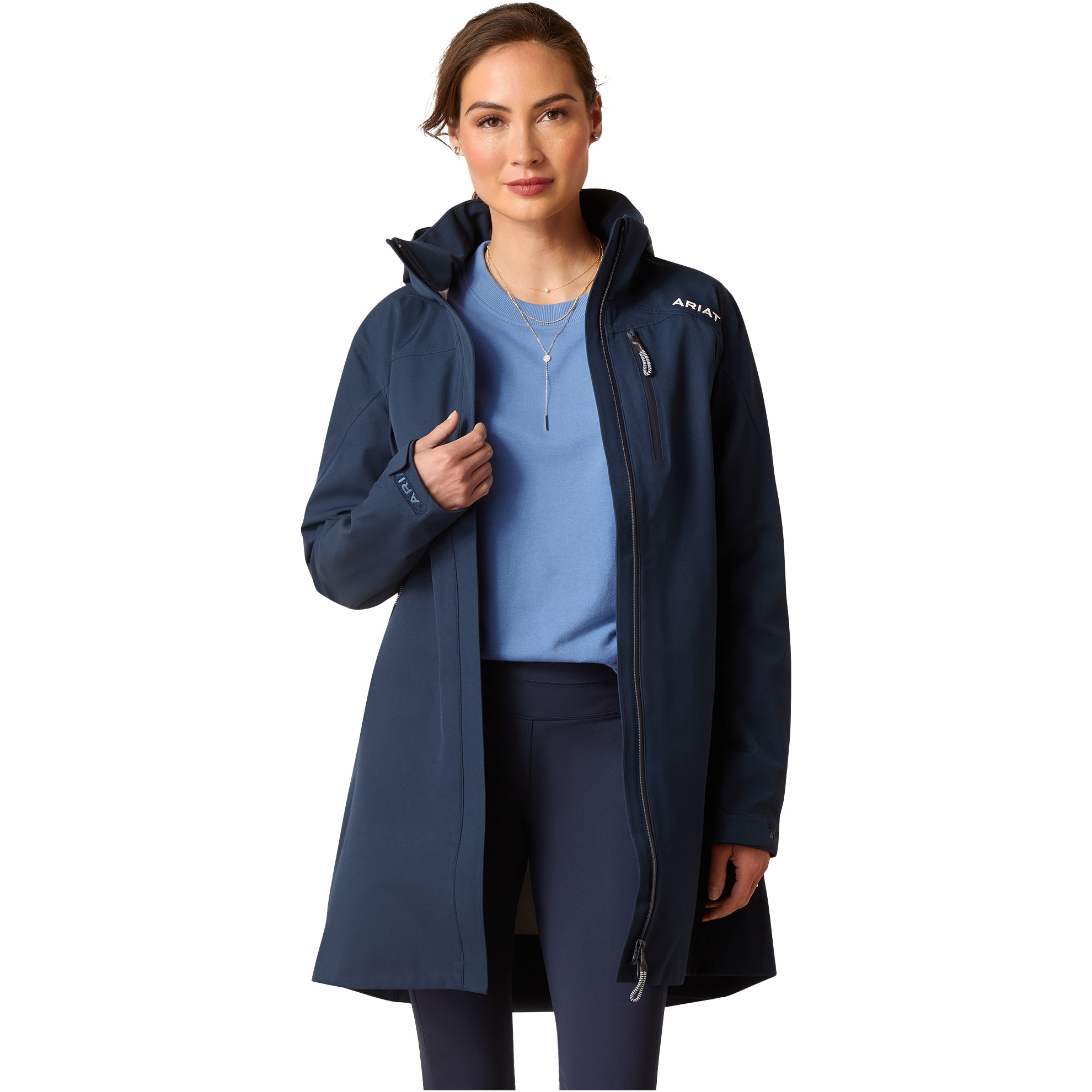 2024 Ariat Damen Küsten H2O Lang Parka Mantel 10046092 - Navy Eclipse